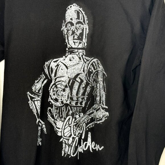 Star Wars C-3PO Womens Black Medium Stay Golden Long sleeve Shirt Crew Neck - Picture 3 of 5